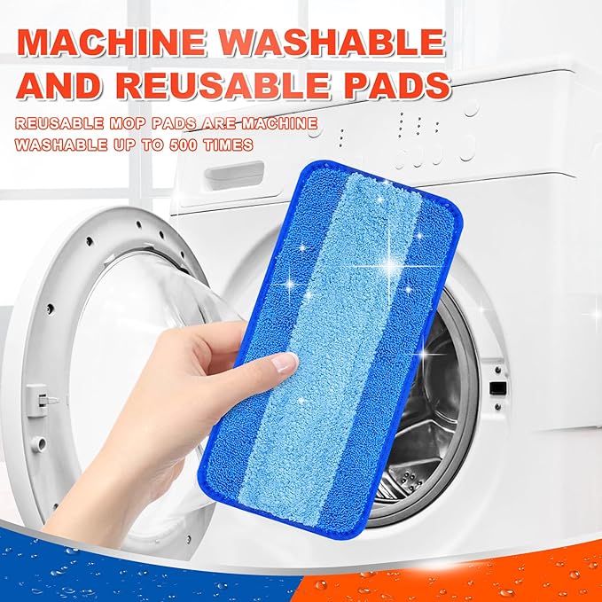 DR DAPPER Reusable Wet Jet Pads Compatible with Swiffer WetJet Mop, 4 Pack Wet Jet Refills, Reusable Wet Pads, Microfiber Mop Pad Refills for Floor Mopping and Cleaning, Wet & Dry Use Refills, Blue