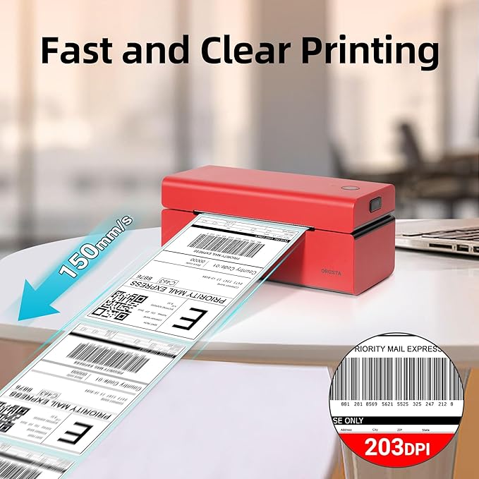 ORGSTA USB Shipping Label Printer - T001 4x6 Thermal Label Printer for Small Business, High Speed Label Printers for Shipping Package, Used for Ebay, Amazon, Shopify, Etsy, USPS, FedEx(USB Only)