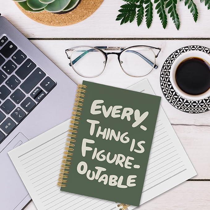 Everything is Figureoutable Spiral Notebook, Inspirational Journaling Notebooks for Counselling Therapy Office School, Motivational Hardcover Journals Gifts for Women, 160 Pages 5.5 x 8.3 Inch