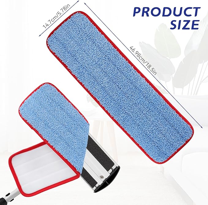 Replacement Microfiber Pad for Rubbermaid Commercial 18.5 Inch Mop Head - 6 Pack Wet & Dry Commercial Cleaning Refills Reusable Mops Refills Fit for Any Microfiber Flat Mop System 18.5"