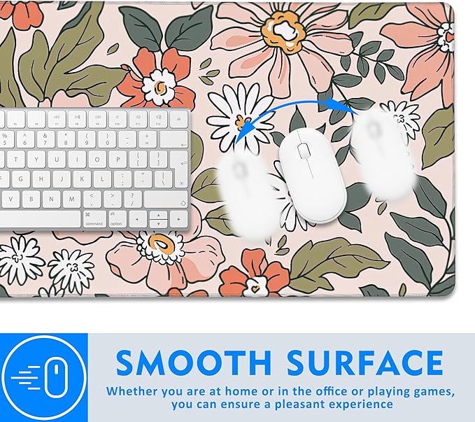 Art Colorful Florals Extended Large Mouse Pad,Large Gaming Mouse Pad,Extended Big Desk Mat Keyboard Pad,Waterproof Non-Slip Desk Mat for Home Office and Gaming 35.4x15.7 Inch