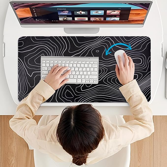 Desk Mat, Desk Pad Dual Leather Sided Desktop Mat for Office and Home,Desk Organization and Accessories - Ideal for Large Mouse Pad and Desk Mats on Top of Desks (Topographic 31.5"x 15.7")