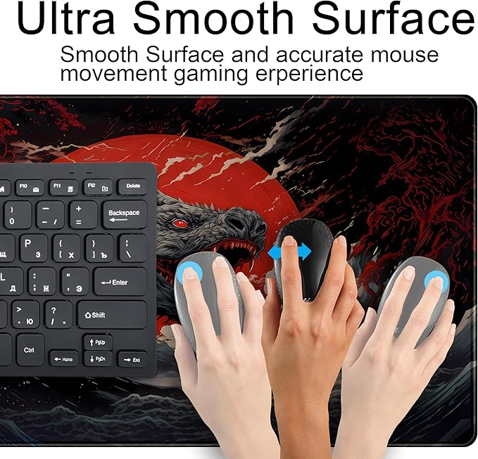 Gothic Desk Mat XXL Large Extended Gaming Mouse Pad Red Sun Mousepas Laptop Mat, Office Decor Computer Keyboard and Mouse Mat, Desk Pad Non-Slip Mousepad with Stitched Edge, 31.5''x15.7''