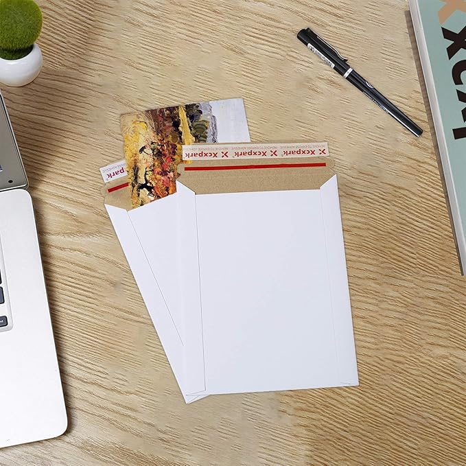 20 Pack Rigid Mailers, 7.5x9.5 inches Self Seal Photo Document Mailers Premium Cardboard Keep Flat Envelopes for Photos, Pictures, Papers, Files, CD