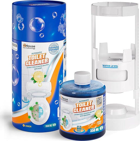 eHouse Automatic Toilet Bowl Cleaner with Refill — Antibacterial Flush-Activated Cleaning System, Long-Lasting Performance & Fresh Lemon Scent