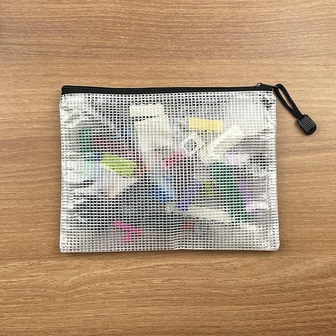 Oaimyy-18 Pcs-3"x 5"-Plastic Mesh Zipper Pouch Document Folders Bag Zipper Zip File Folders Puzzle Storage Bags for Office Supplies, Travel,Organizing Storage-Multicolor