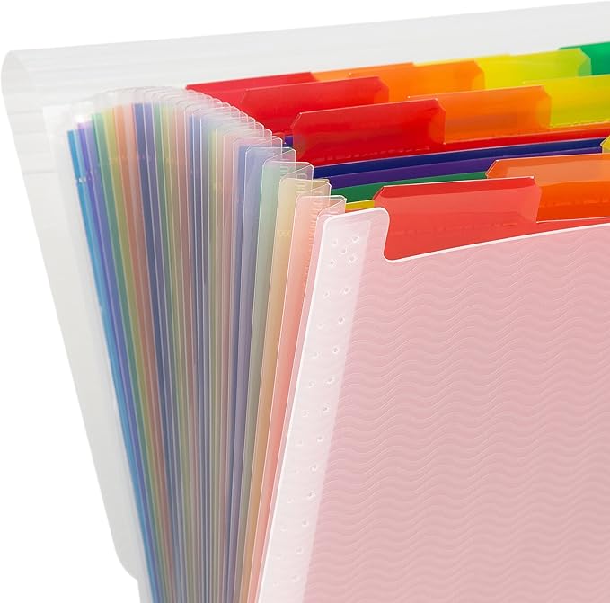 Smead Desktop Poly Expanding File Folder Organizer, Accordion File, Paper Document Storage, 24 Pockets, Flap and Cord Closure, Letter Size (70897)