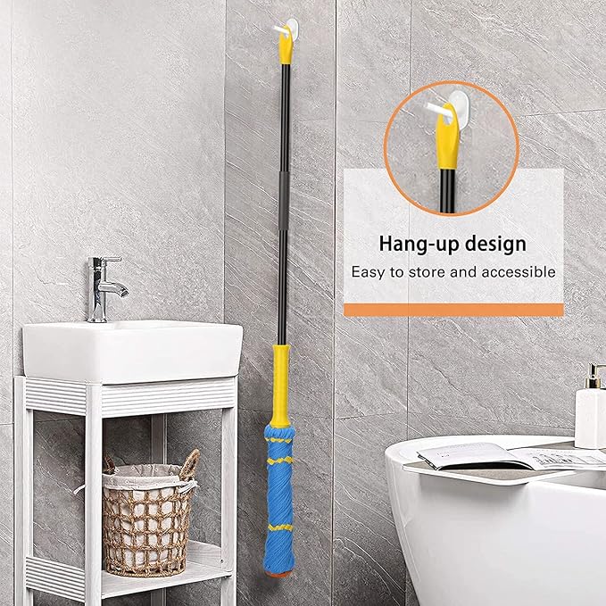 Self-Wringing Twist Mops with 1 Extra Refill, Microfiber Mops for Floor Cleaning with 57 " Long Handle, Easy Wringing Floor Mop for Hardwood Commercial Household Clean (1 Handle & 2 Mop Heads)