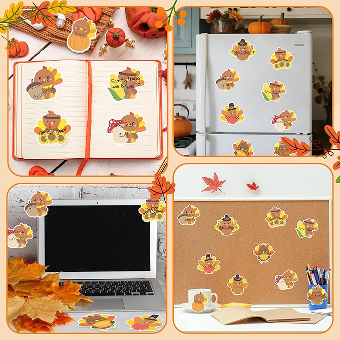 CJiangpo 30Pcs Turkey Sticky Notes - Cute Fall Turkey Sticky Note Pads, 600 Sheets Self Stick Notepad Memo Pads Funny Page Marker Classroom Rewards Back to School Thanksgiving Party Gift for Kids