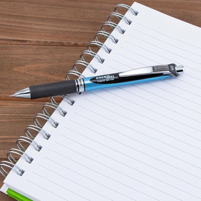 Pentel EnerGel RTX Retractable Liquid Gel Pen, (0.5mm) Needle Tip, Fine Line, Black Ink, 12 Pack Window Box