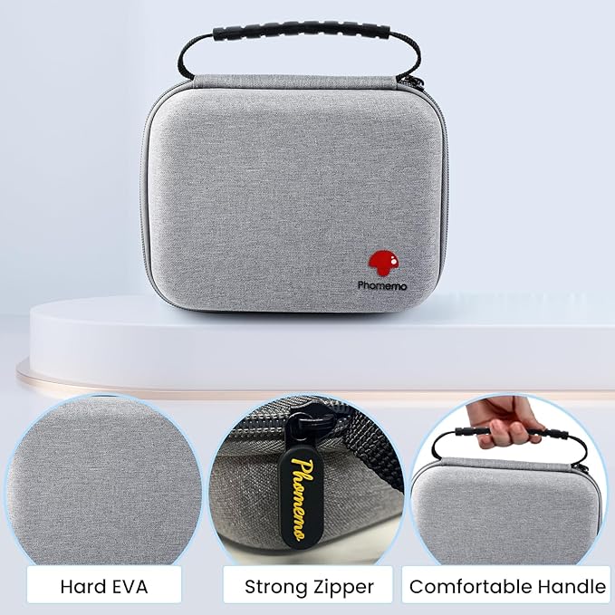 Phomemo EVA Hard Case for Label Maker Printer M110/M120/M150/M220/M250/M100/M221, TP31 Tattoo Stencil Printers - Holder for Label Machines with Tape, with Mesh Pocket for Accessories (Case Only)