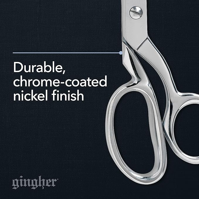 Gingher Dressmaker's Fabric Scissors, 8" Stainless Steel Shears, Sharp Knife Edge Steel Sewing Shears with Protective Sheath for Fabric Cutting and Tailoring