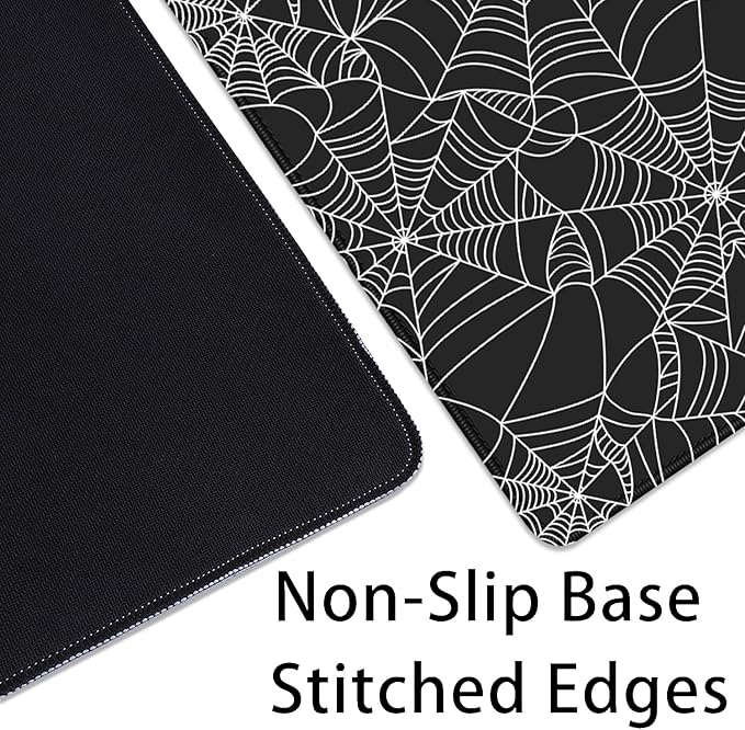 Black Spider Web Desk Pad Mouse Pad,Large Gaming Mouse Mat with Stitched Edges,Non-Slip Waterproof Rubber Base Mousepad for Office Work Home Desk Mat(27.5X11.8 in)