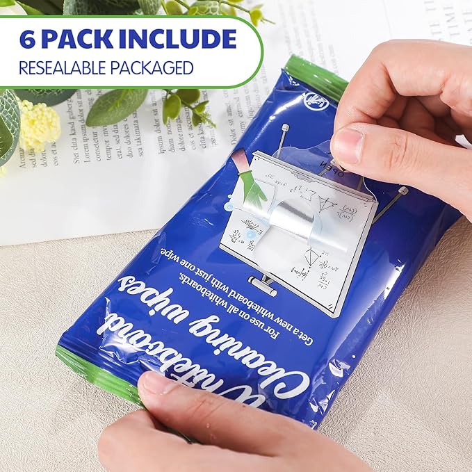 120 Counts Whiteboard Wet Wipes Dry Erase Board Cleaning Non-toxic Whiteboard Wipes Resealable Convenient Dry for Home Classroom School Office