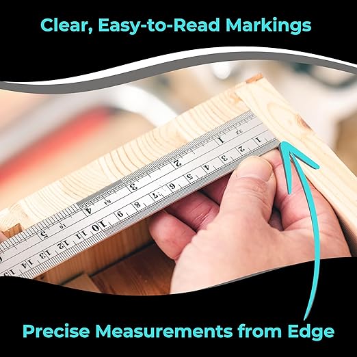 6 Inch Metal Ruler Bulk Set - 10-Pack of Compact 6 Inch / 15cm Stainless Steel Rulers - Precise Edge-Starting Imperial & Metric Measurements - Essential for Classrooms, Workshops, and Offices