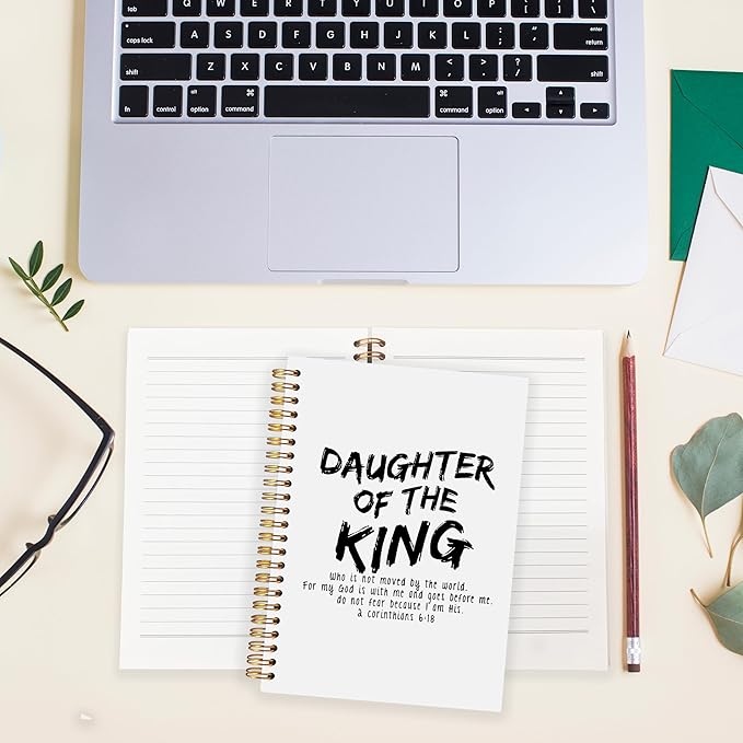 BearCake Prayer Journal for Woman,Christian Bible Journal,Christian Gifts for Women, Bible Notebooks for Note Taking, Daughter of the King,Spiral bible Notebook 5.5x8.3