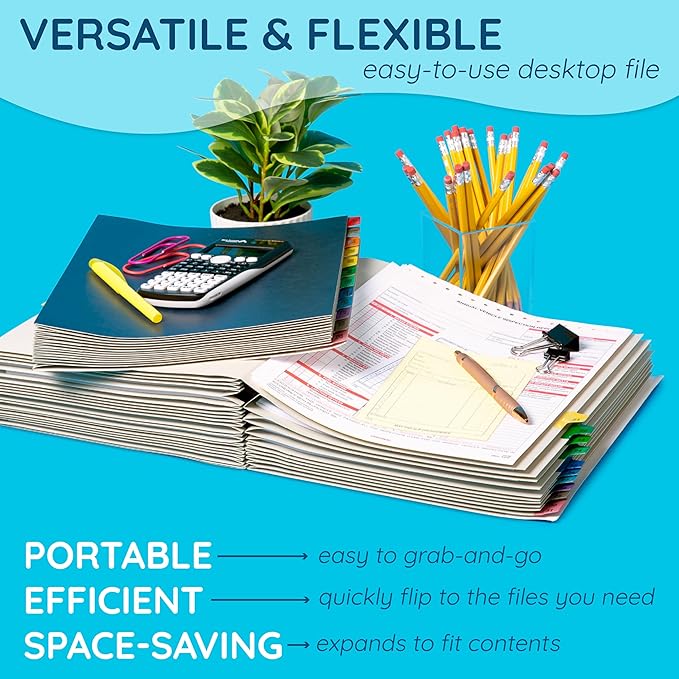 Blue Summit Expanding Monthly File Organizer, Letter Size 12 Month File Folder Organizer with Dividers, Paper Sorter for Desk and Documents