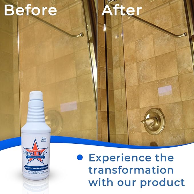 BRING IT ON! CLEANER Water Spot Remover Plus 2 Drill Brushes, Clean Tile, Cleaning Drill Scrub Brush, Cleaning Brush For Drill, Drill Brush Attachment (32 oz)