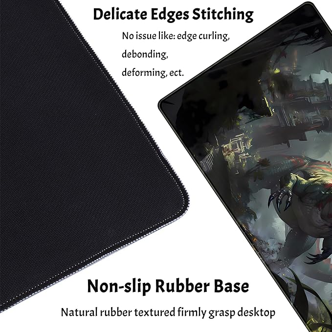 Goth Large Gaming Mouse Pad XXL Retro City Desk Mat, Office Desk Decor Desk Pad Computer Mat, Non-Slip Rubber Base Mousepad, Laptop Keyboard and Mouse Mat with Stitched Edges, 31.5x15.75 in