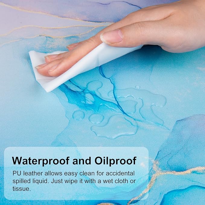 QIYI Large Mouse Pad, PU Leather Desk Mat for Desktop, Waterproof Gaming Desk Pad, Marble Painting Full Desk Accessories Keyboard Mousepad, Home & Office Décor 31.5" x 11.8" - Abstract Fluid Art