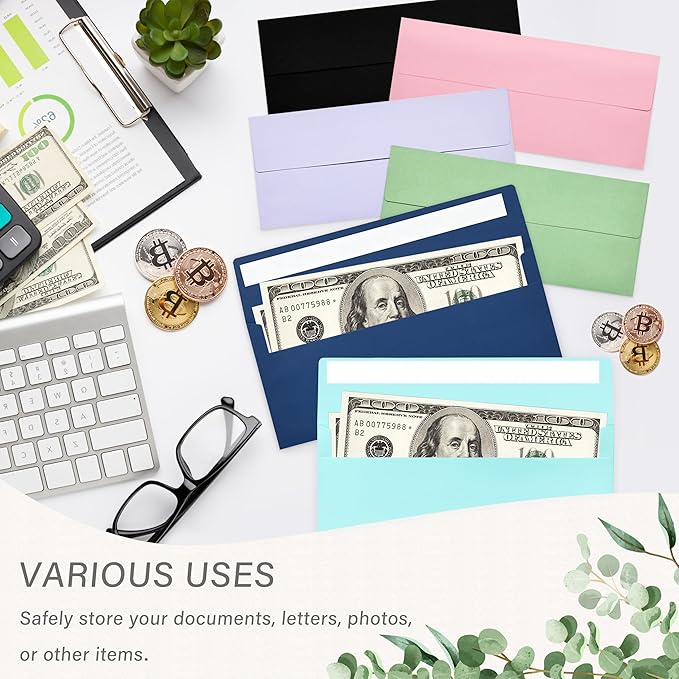 200 Pack #10 Business Envelopes, Self Seal Standard Lavender Envelopes for Secure Business & Legal Mailing, Office, Checks, Letter, Invoices, 4 1/8 x 9 1/2 Inches