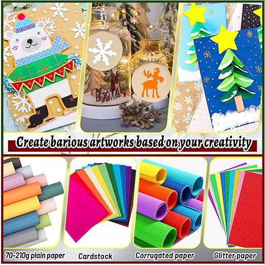 Christmas Hole Punch Set, 5 Pcs Different Shape Hole Punches for Paper Craft, 1 Inch Christmas Snowflakes/Tree/Bow Tie/Moose/Star Puncher for Scrapbook, Gifts, Festival Cards, Decorations, DIY Arts