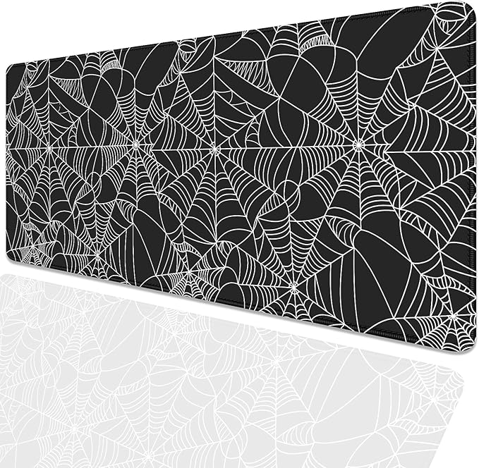 Black Spider Web Desk Pad Mouse Pad,Large Gaming Mouse Mat with Stitched Edges,Non-Slip Waterproof Rubber Base Mousepad for Office Work Home Desk Mat(27.5X11.8 in)