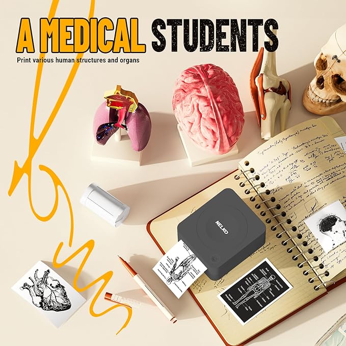 Nelko Sticker Printer, PM230 Print Pod Mini Bluetooth Portabel Sticker Maker with 3 Rolls Paper, Print Pods Mini Printer with Multiple Templates for Phone & Tablet，for School Office Home, Black