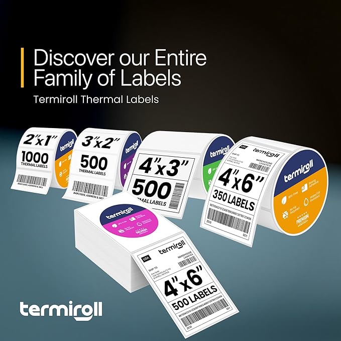 4x3 Thermal Label for Barcodes & Address - Perforated - 500 Labels/Roll - Compatible with Most Direct Thermal Printers Rollo, Zebra - Strong Adhesive, BPA-Free, Commercial Grade (4"x3", 500, Count)