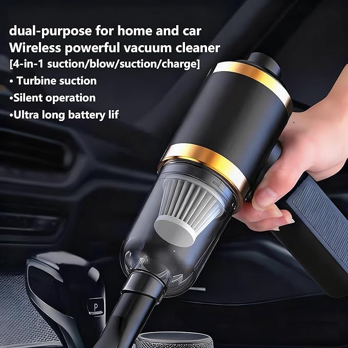 BGGJJ Car Vacuum Portable Cordless,Car Vacuum Cleaner high Power, Home Handheld Vacuum 30Mins with Battery,Black Vacuum Cordless 5000mAh,15000Pa Strong Suction.(Black)