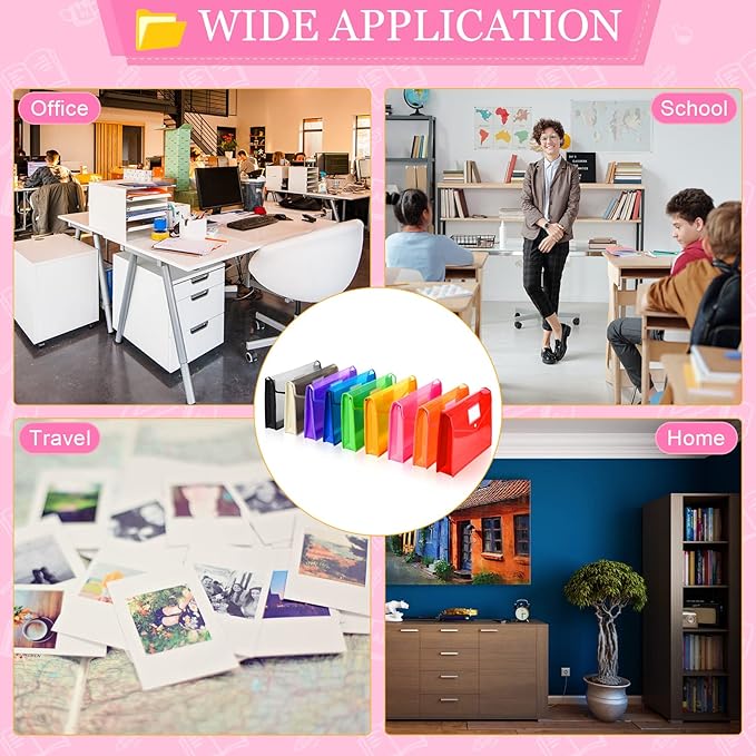 B4 Plastic Expanding File Folders Wallet for School Classroom Envelope File Folder Document Organizer Colorful Receipt Organizer with Snap Closure for Office(Bright Color,27 Pack)