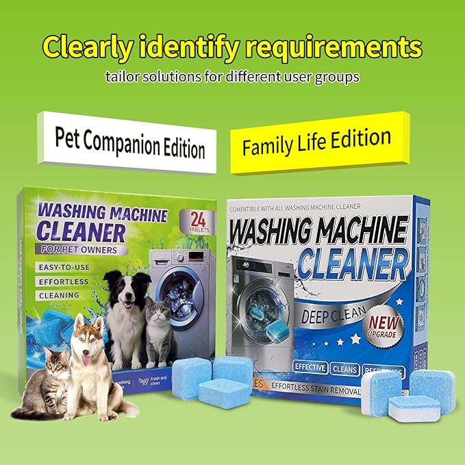 Luvoar Washing Machine Cleaner Tablets - Deep Cleans & Descaler for Front Load and Top Load Washers, HE Compatible, 24 Pack Formulated for Pet Owners