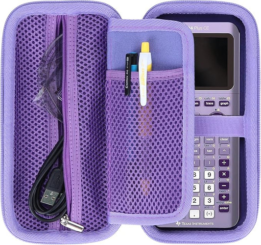 Storage Case Compatible with Texas Ti-84 Plus CE/TI-84 Plus/TI-Nspire CX II CAS/TI-Nspire CX II/TI-83 Plus/TI-89 Titanium/TI-85/TI-86 Calculator (Lilac)