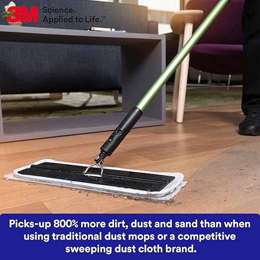 3M Easy Trap Sweep and Dust Sheets, 2 Rolls of 250 5" x 6" Sheets (500 Sheets), Disposable Easy Sweep Floor Duster, Picks Up 8x More Dirt, Dust, Sand, Hair, Works on Dry or Wet Surfaces, 55655W