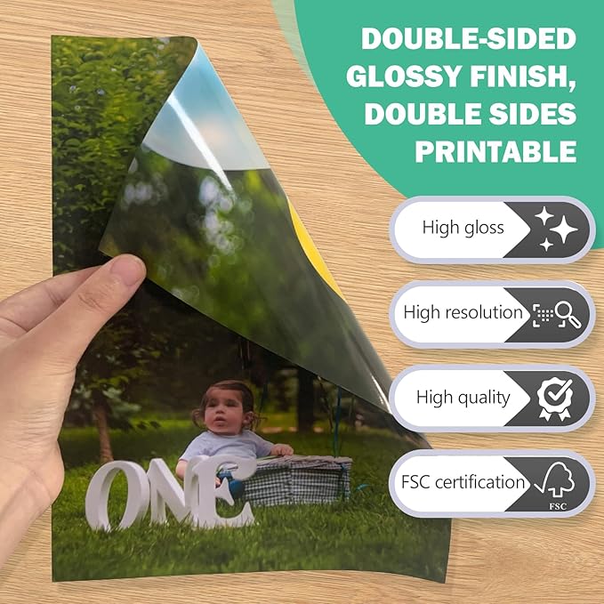 Double Sided Glossy Photo Paper 8.5 x 14 Legal Size for Inkjet Printer, 50 Pack, 140gsm/52lb