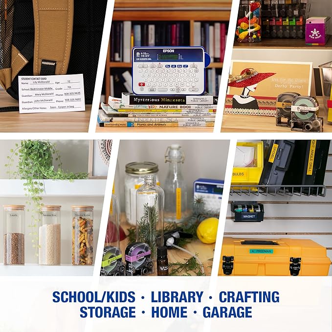 LABELWORKS Epson LW-K200PX-DBL Portable QWERTY Keyboard Label Maker for Home & Hobbies - Craft, Organize, and Personalize - Dark Blue Printer