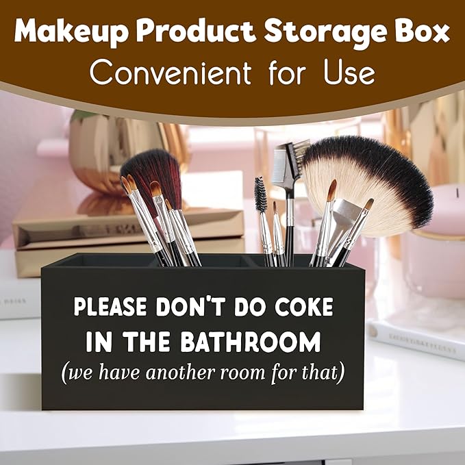 Funny Bathroom Decor Signs Please Don't Do Coke in The Bathroom Shelf Decor, Funny Desk Pen Holder, Funny Signs Office Wooden Pen Holder