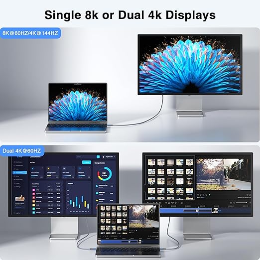 Msaose Braided Thunderbolt 4 Cable 10 FT 2 Pack Compatible, 40Gbps, 240W PD, 8K@60Hz / 4K@144Hz, Dual 4K for Mac mini M4 / M4 Pro, iPhone 17, MacBook Pro/Air, SSD, Docking, eGPU, XPS, USB4