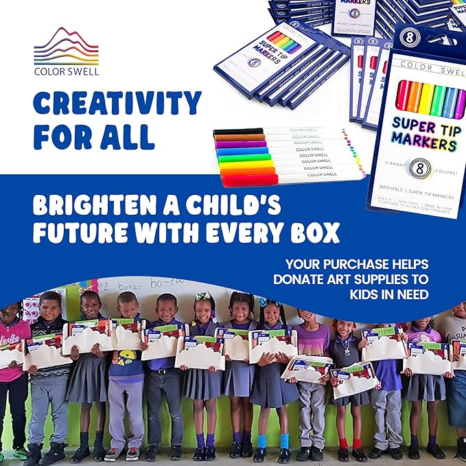 Color Swell Washable Bulk Markers Pack 36 Boxes of 8 Vibrant Colors Each (288 Total Super Tip Markers) for All Ages, Parties, Classrooms, Home