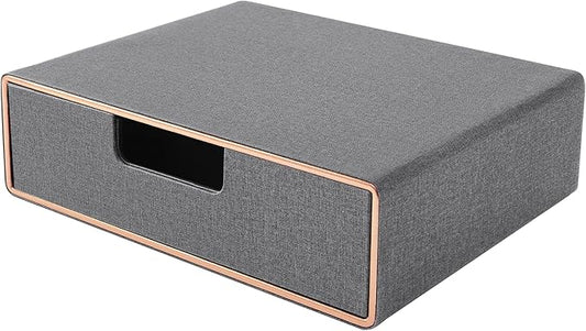 Desk Organizer with Drawer,Stackable Storage 1 Drawer Organizer,PU Leather Handmade Desktop Storage Drawers for A4 Paper/Magazine/Book/Filing/Jewelry/Makeup Home Decor Accessories,Grey