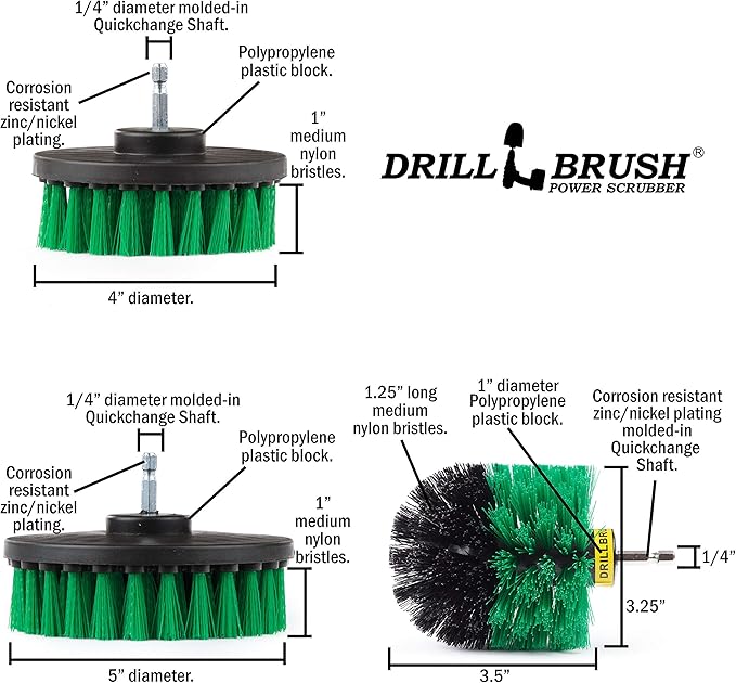 Kitchen Cleaning Supplies - Household Scrubber Set - Kitchen Cleaner Brushes - Oven Scrubbing Tools - Household Cleaning Supplies - Pan and Pot Scrub Brush for Home - Drill Brush Kit to Clean Fridge