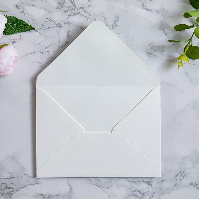 PONATIA 50 PCS A7 Envelopes, 5.25 x 7.48'' Matte Ivory Envelope, Perfect 5x7 Envelopes for Wedding Invitation Cards, Christmas Gift Cards Envelope, Acrylic Invitations, Photos