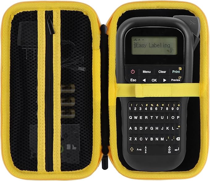 Storage Case Compatible with Brother P-Touch PTH110 / PTH111 Pro / PTE110 Portable Monochrome Label Maker (Black+Yellow Zipper Case)