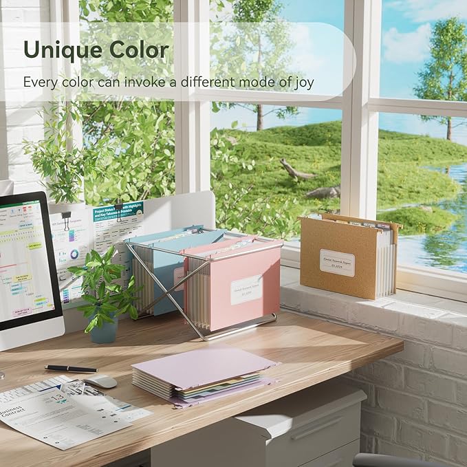 Wheat Straw Expanding Hanging File Folders,1.2" Accordion Pockets File Organizer, Large Capacity, Letter Size for Filing Cabinet, 100% BPA Free, Return to Nature, Healthy Living-3 Packs