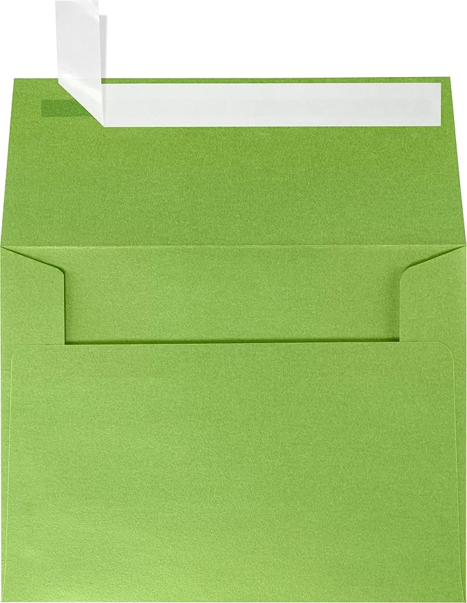 LUXPaper A2 Invitation Envelopes | Peel & Press | 4 3/8" x 5 3/4" | Fairway Green Metallic | 80lb. Text | 50 Qty
