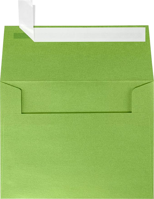 LUXPaper A2 Invitation Envelopes | Peel & Press | 4 3/8" x 5 3/4" | Fairway Green Metallic | 80lb. Text | 50 Qty