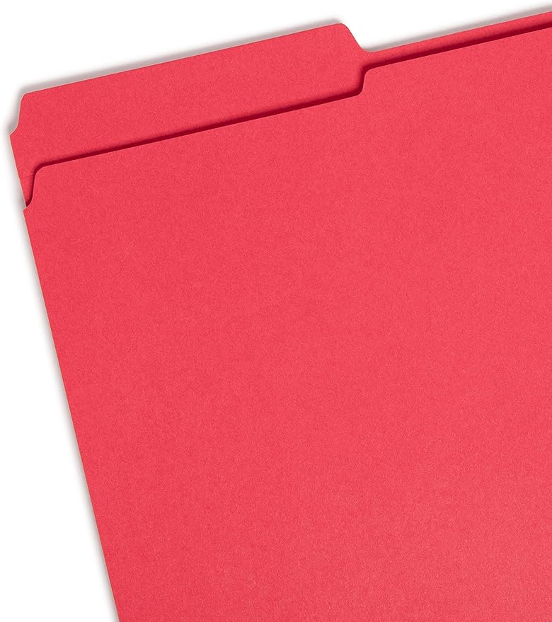 Smead File Folder, Reinforced 1/3-Cut Tab, Legal Size, Red, 100 per Box (17734)