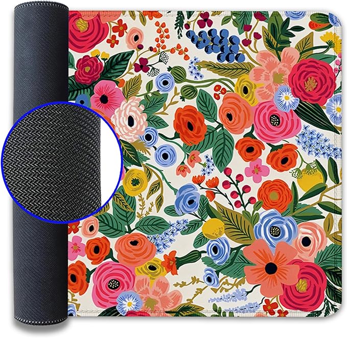 Garden Party Extended Desk Pad Flowers Mouse Pad,Gaming Desk Pad with Stitched Edges Non-Slip Rubber Base Extended XL Mousepad Big Desk Mat for Office Home Work(27.5X11.8 Inch)