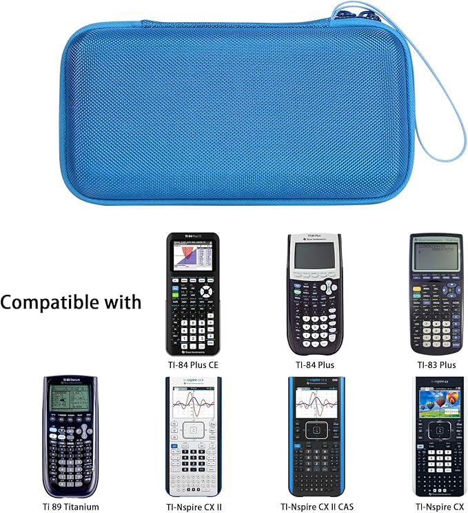 co2CREA Carrying Case for Texas Instruments TI-84 Plus CE Python Enhanced/TI-84/TI-Nspire CX II CAS/TI-Nspire CX II/TI-83 Plus/TI-89 Titanium/TI-85/TI-86 Color Graphing Calculator, Blue Case