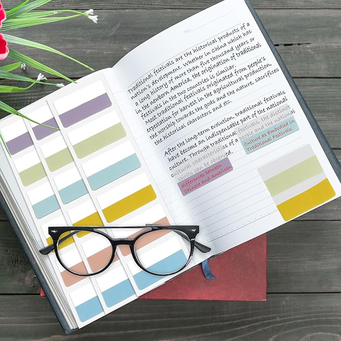 Potanro Sticky Tabs 360pcs Color Tabs for Notebooks 1.8 Inch Book Tabs Writable Annotation Tabs Repositionable Page Tabs Flags Page Markers Labels for Notebooks, Filing, Classification (Large)